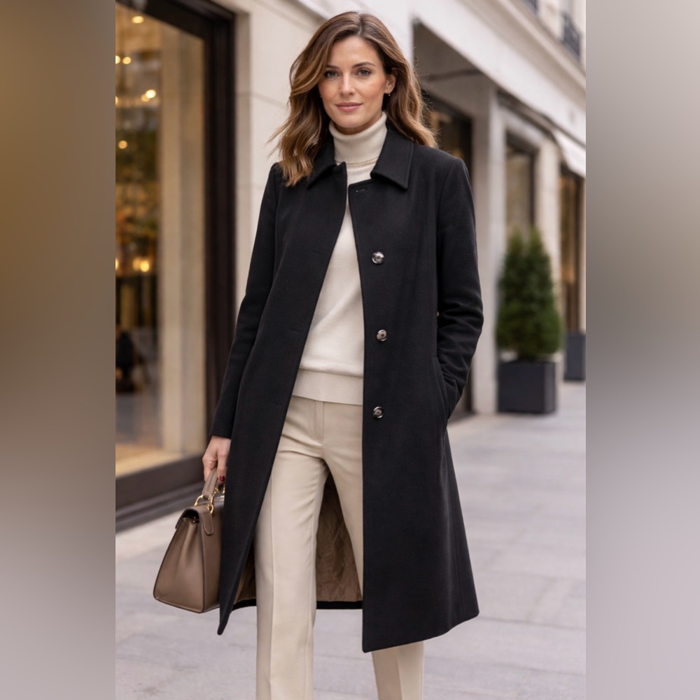 Loro Piana Size 44 Elegant Black Long Coat
